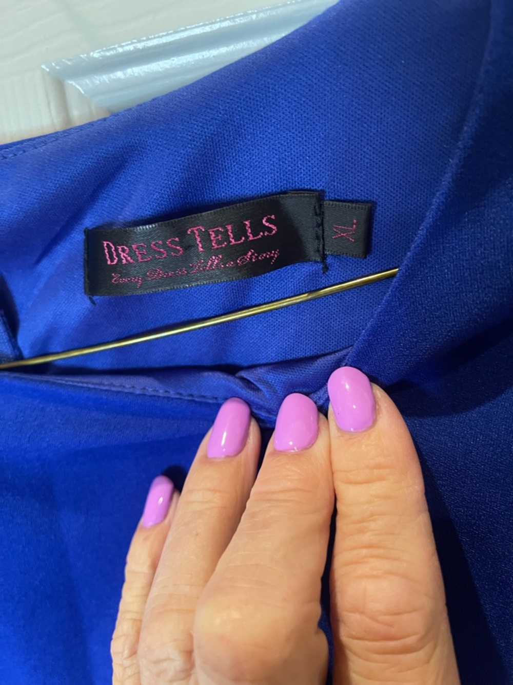 Royal Blue Fit-and-Flare Midi Dress with Three-Quarter Sleeves - Picture 2 of 12